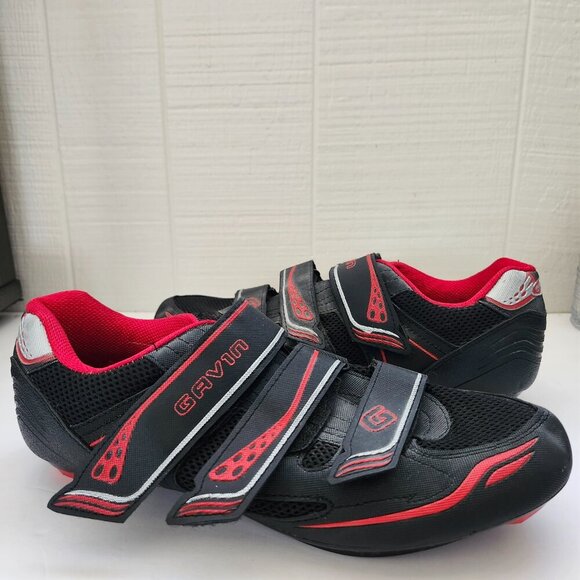 Gavin VELO Road Bike Hook Loop Black Red Cycling Peleton Biking Shoe Size 11.5 - Picture 1 of 13